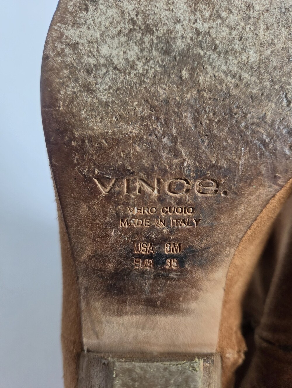 Vince brown suede leather sole low heel pointed toe ankle booties sz 8 - Picture 6 of 8